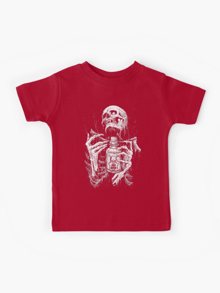 Kids Boys Girls SKELETON BRAINS T-Shirt rock goth skull zombie biker 