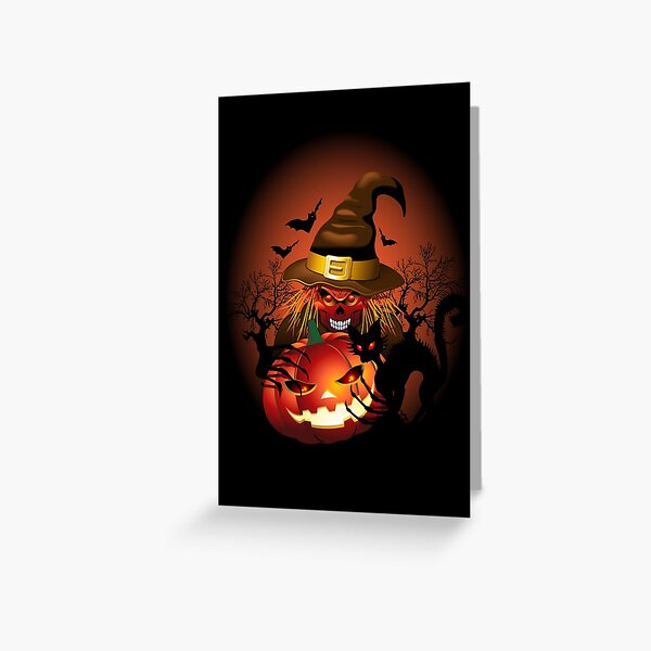 Skull Witch Halloween Monster Greeting Card