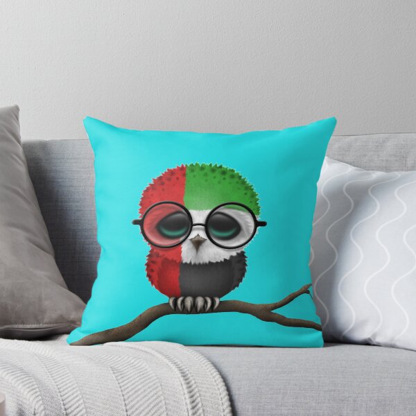 Item preview, Nerdy United Arab Emirates Baby Owl on a Branch designed and sold by JeffBartels.