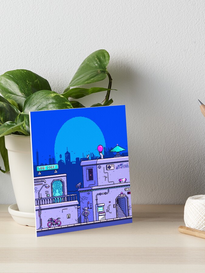 Thumbnail 1 of 2, Art Board Print, Cyberpunk Pixel Art designed and sold by djspacegr.