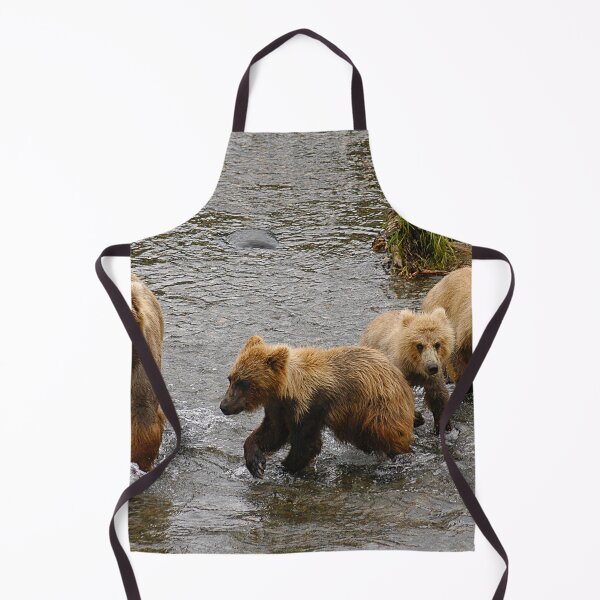 Item preview, Brown Bear mother with three cubs is catching a salmon at Brooks Falls in Katmai National Park in Alaska. - WelshDesigns designed and sold by welshdesigns.