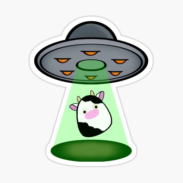 Item preview, UFO picking up plush cow designed and sold by AcidicStonsey.