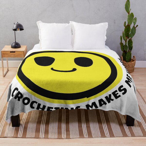 Item preview, Crocheting makes me happy smile yellow happy face crocheting lover gift designed and sold by MetalicBabe.