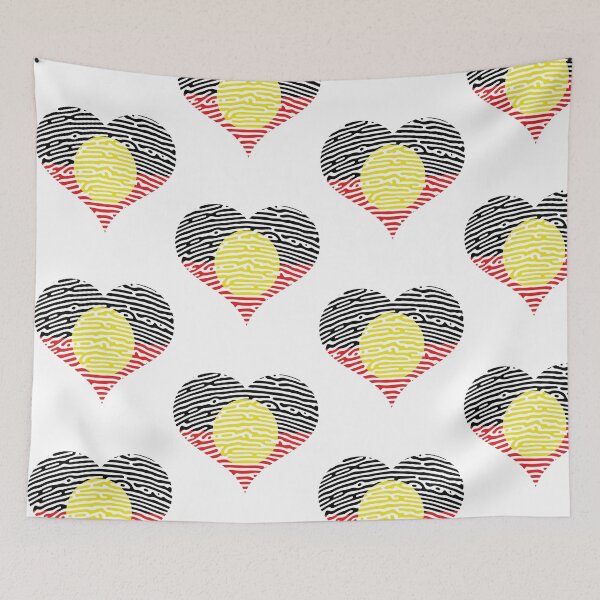 Item preview, Aboriginal Land National Sorry Day 2022 - Retro Vintage Australian Aboriginal Flag Fingerprint Heart Fire   designed and sold by Shidosama.
