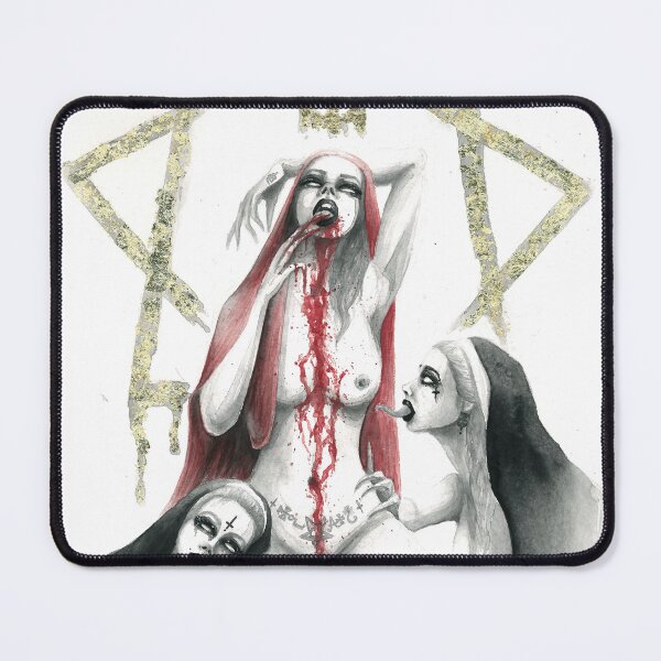 Item preview, Scarlet Goddess, Ancient Babalon, the Satan's Goddess with her slaves, sexy nuns, Occult Art, Dark Art Painting, Red Goddess, Vintage Witch, Witchy Vibes designed and sold by SSINAMOON.