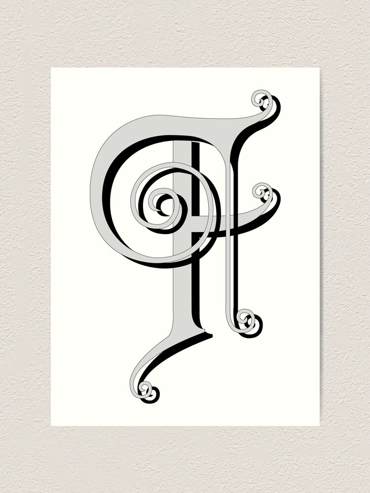 Vintage Monogram, Letter F, Black and White