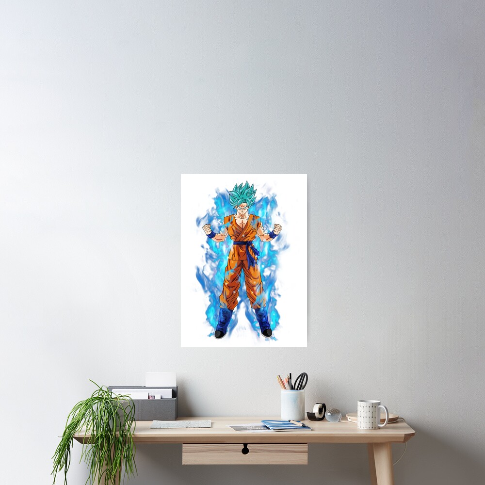 Goku - Blue Hair Super Saiyan Postcard for Sale by animelovah