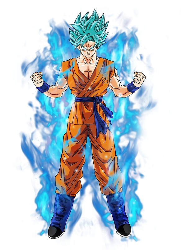 Goku Blue Hair Super Saiyan Art Prints By Animelovah Redbubble