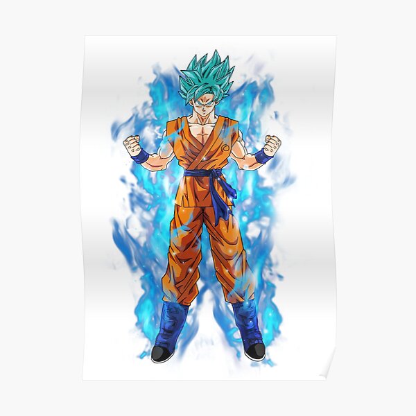 Póster «Goku - Blue Hair Super Saiyan» de animelovah | Redbubble