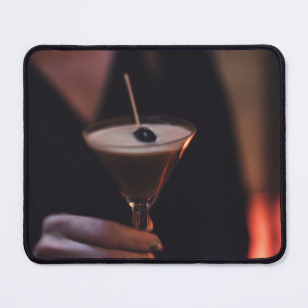 Item preview, a woman's hand holding an espresso martini in a moody bar photo designed and sold by xostarboyxo.