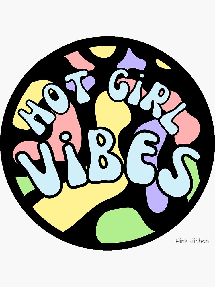 "Hot Girl Vibes Pastel Groovy Circle" Sticker for Sale by