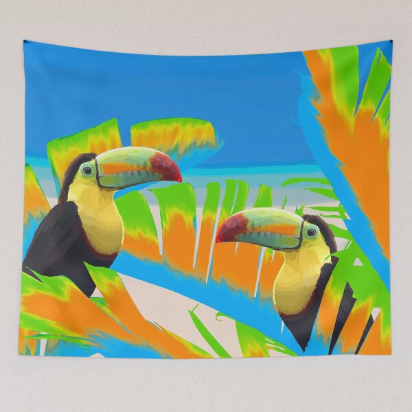 Item preview, Colorful Toucans Tropical Banana Leaves Pattern designed and sold by oursunnycdays.