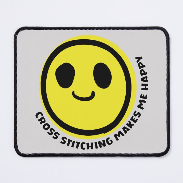 Item preview, Cross stitching makes me happy yellow smile face craft diy designed and sold by MetalicBabe.