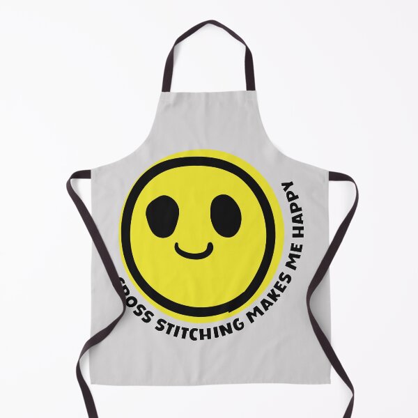 Item preview, Cross stitching makes me happy yellow smile face craft diy designed and sold by MetalicBabe.