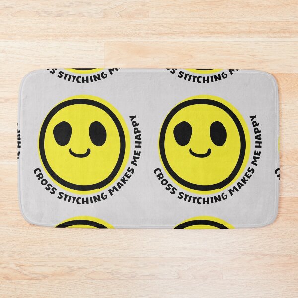 Item preview, Cross stitching makes me happy yellow smile face craft diy designed and sold by MetalicBabe.