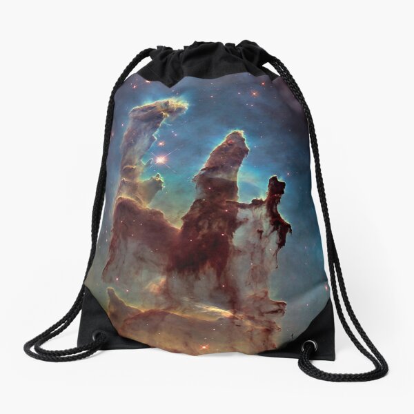 HUBBLE. NASA, Telescope, Pillars of Creation, Stars, Space, Cosmos, Cosmic, Eagle Nebula. Drawstring Bag
