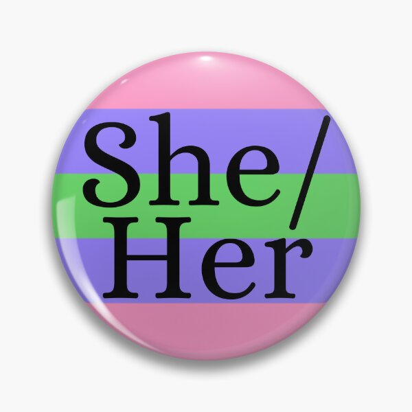Item preview, She Her Trigender Pronoun Tri Gender Identity Pin designed and sold by prideXrainbow.