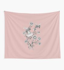bees and chamomile on dusty pink background Tapestry