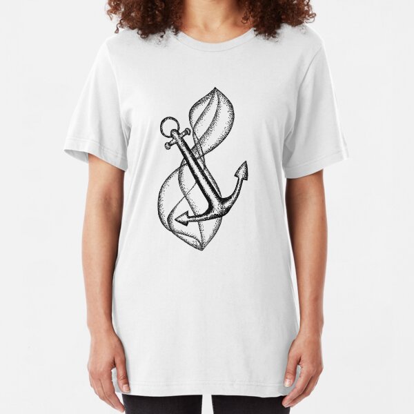 Wellen und Anker Design Slim Fit T-Shirt