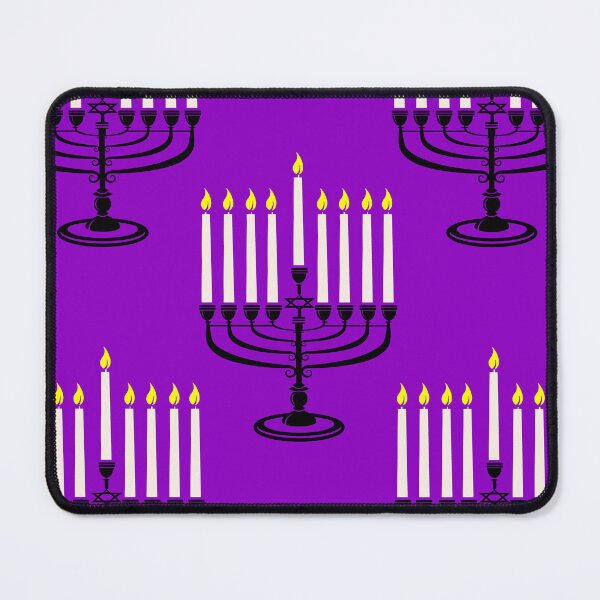 Item preview, purple menorahs hanukkah print designed and sold by Gossip Rag.