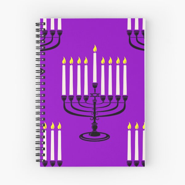 Item preview, purple menorahs hanukkah print designed and sold by Gossip Rag.