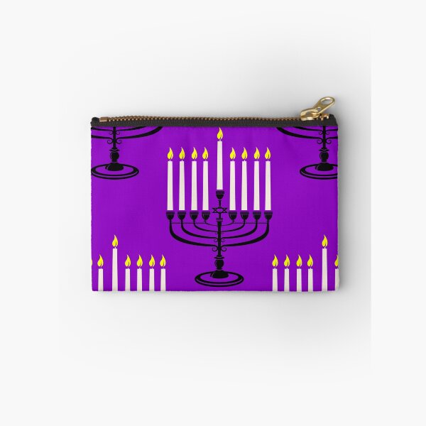 Item preview, purple menorahs hanukkah print designed and sold by Gossip Rag.