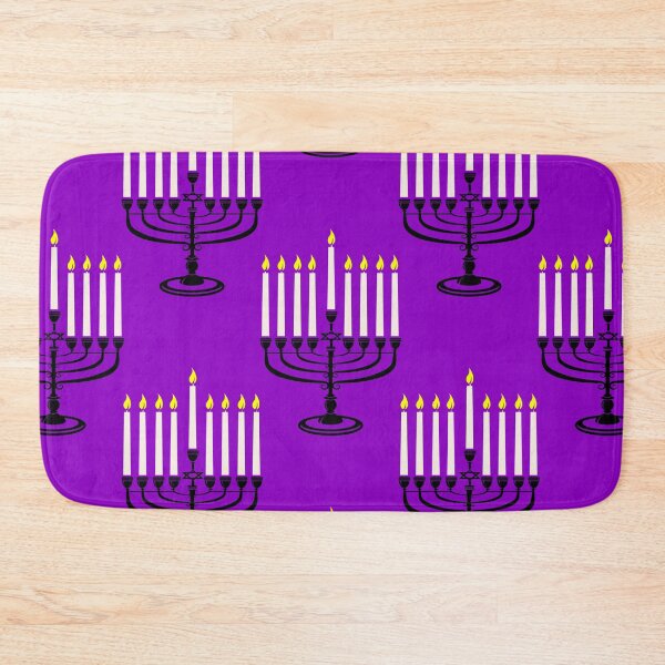Item preview, purple menorahs hanukkah print designed and sold by Gossip Rag.