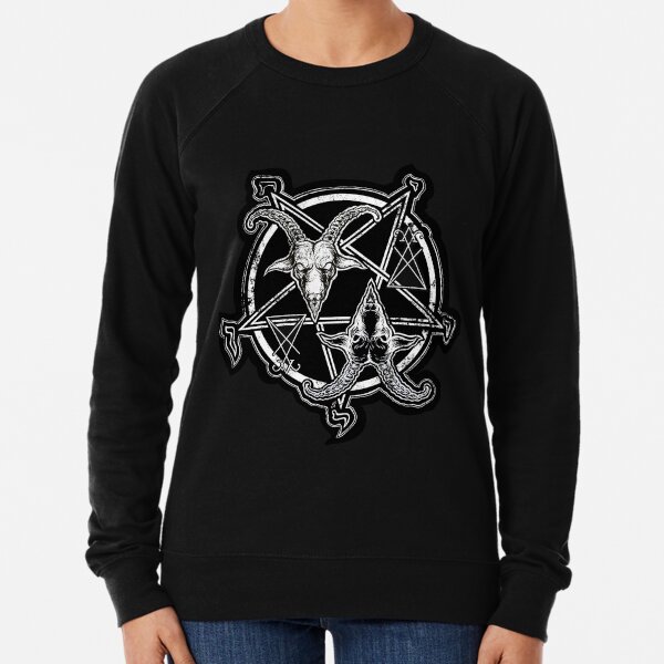 Artikel-Vorschau von Zwei Gesichter des Teufels, Baphomet, Teufelskunst, Retro-Schwarz-Weiß-Design, Ziegenschädel, satanisches T-Shirt, Luzifer-Siegel, dunkle Kunst, Symbole der schwarzen Magie, Okkultismus, Vintage-Hexe, designt und verkauft von SSINAMOON.