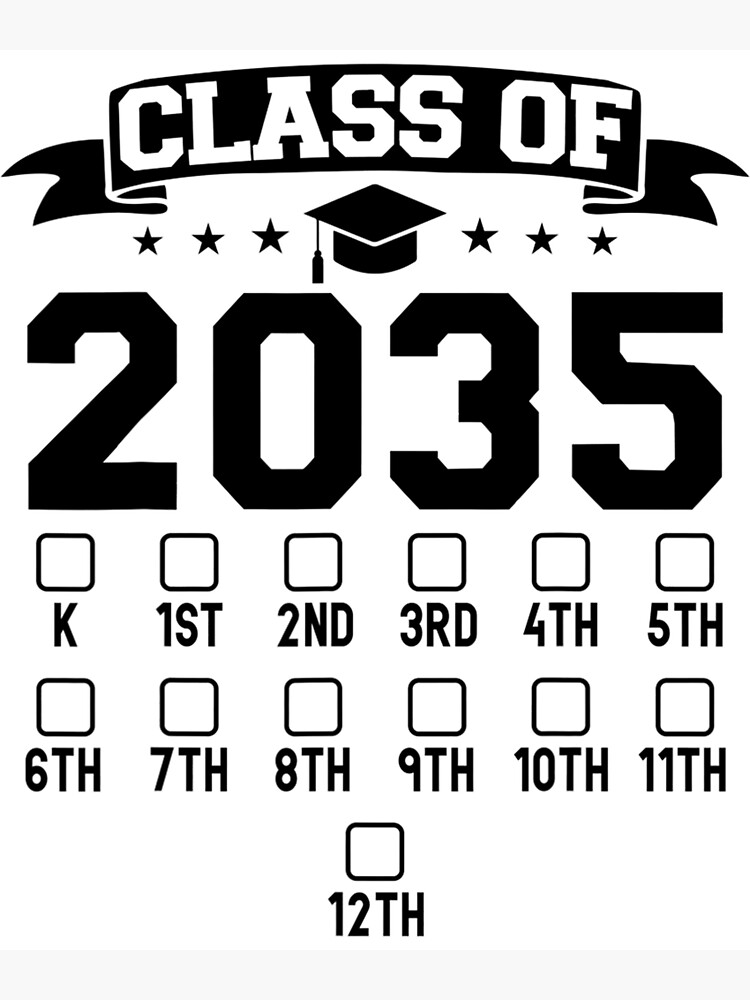 "Kindergarten Class of 2035 First Day of School Check Mark" Poster for