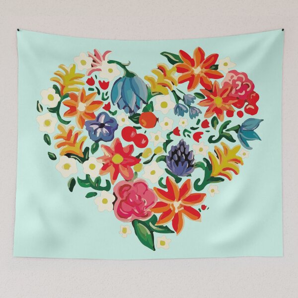 Item preview, Flowery bouquet heart embroidery work of art girly decoration designed and sold by Novel-ty.