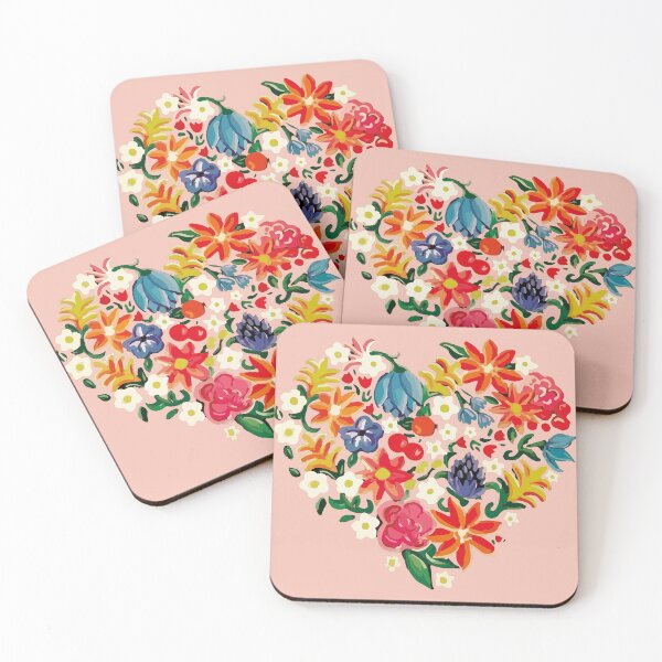 Item preview, Flowery bouquet heart embroidery work of art girly pink decoration designed and sold by Novel-ty.