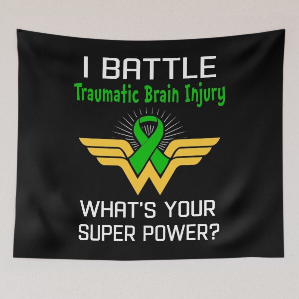 Item preview, I Battle Traumatic Brain Injury What's Your Super Power Support Traumatic Brain Injury Warrior Gifts  designed and sold by Sabfit.