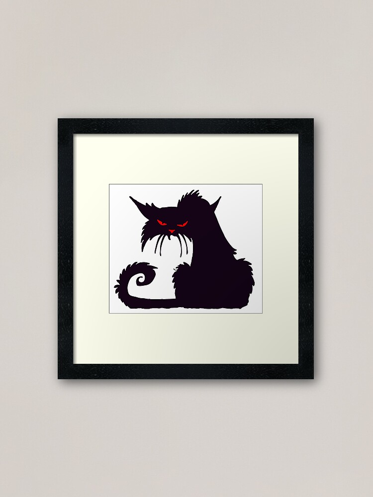 Impression Encadree Chat Dessin Anime Chat Grincheux Amoureux Des Chats Silhouette Moggy Chat Noir Animal De Compagnie Felin Chat Femme Chat Chatte Par Tomsredbubble Redbubble