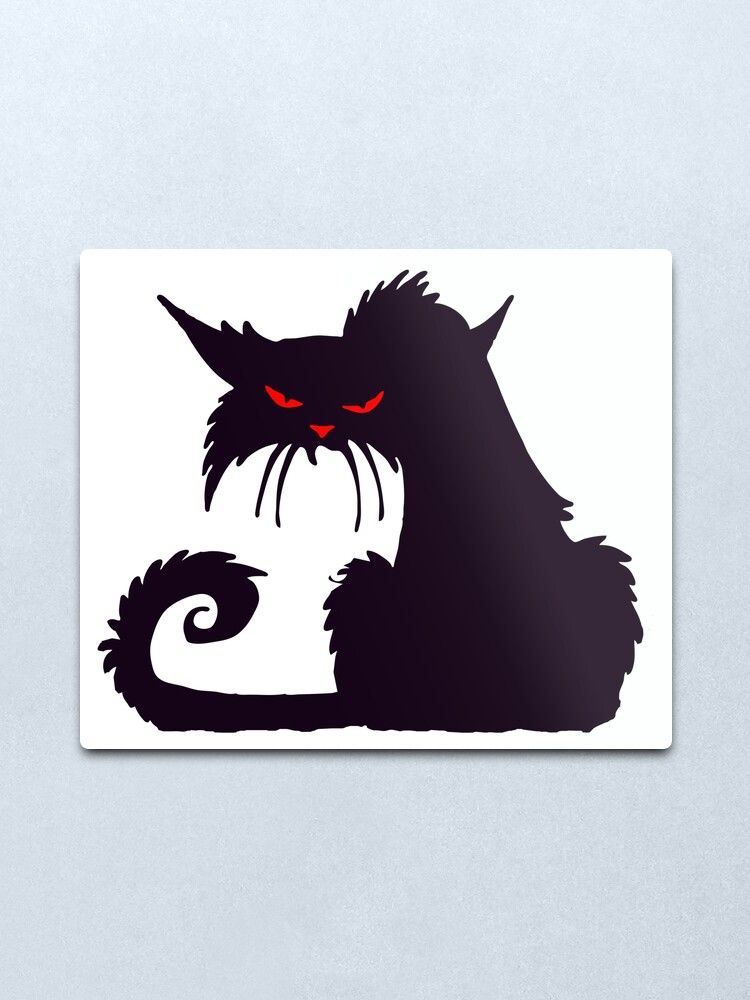 Impression Metallique Chat Dessin Anime Chat Grincheux Amoureux Des Chats Silhouette Moggy Chat Noir Animal De Compagnie Felin Chat Femme Chat Chatte Par Tomsredbubble Redbubble