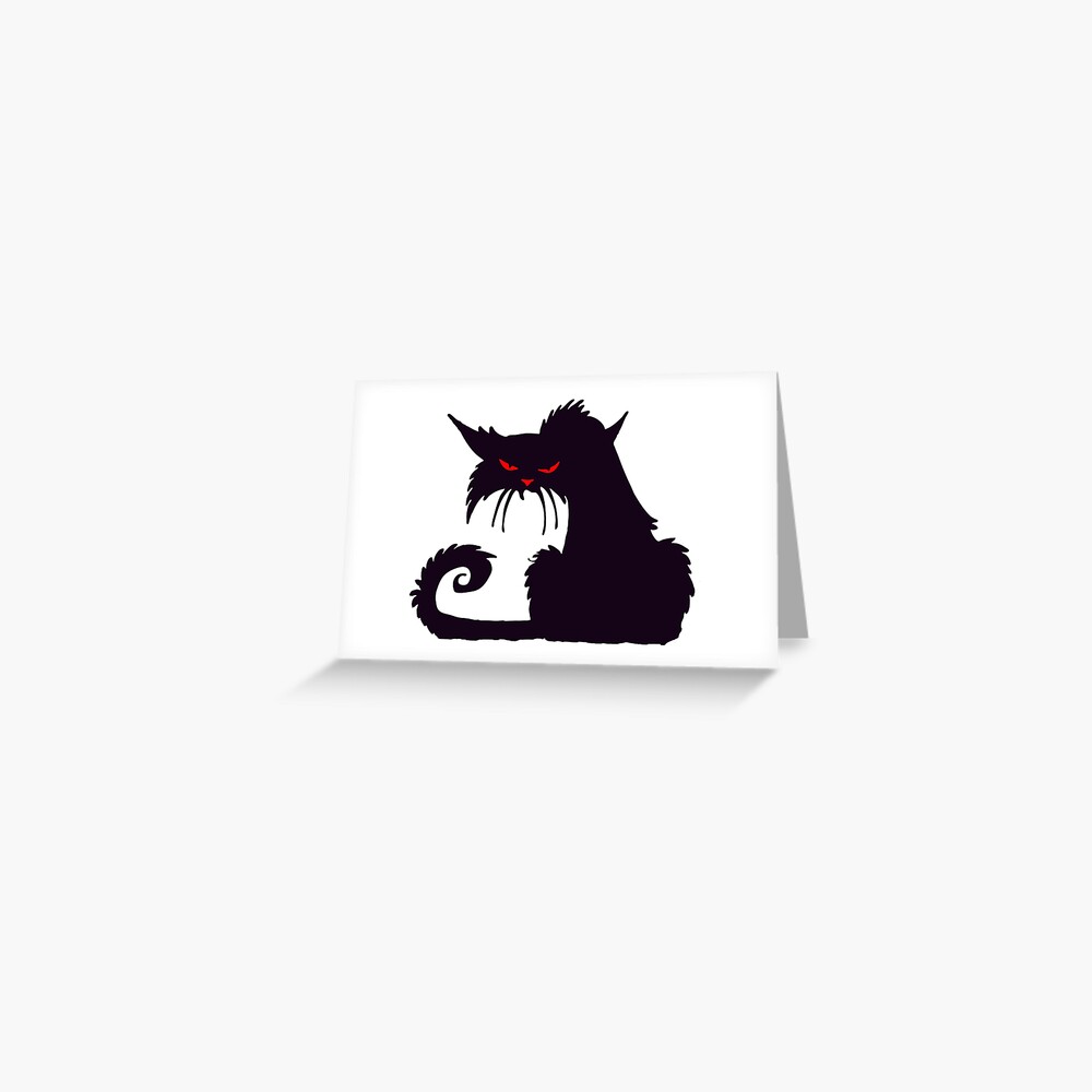 Carte De Vœux Chat Dessin Anime Chat Grincheux Amoureux Des Chats Silhouette Moggy Chat Noir Animal De Compagnie Felin Chat Femme Chat Chatte Par Tomsredbubble Redbubble