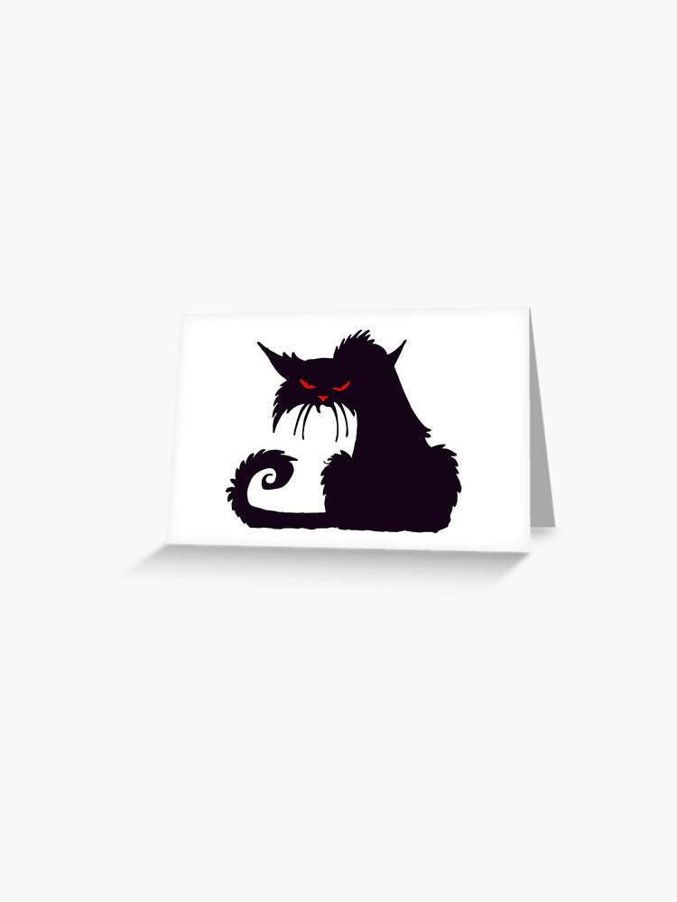 Carte De Vœux Chat Dessin Anime Chat Grincheux Amoureux Des Chats Silhouette Moggy Chat Noir Animal De Compagnie Felin Chat Femme Chat Chatte Par Tomsredbubble Redbubble