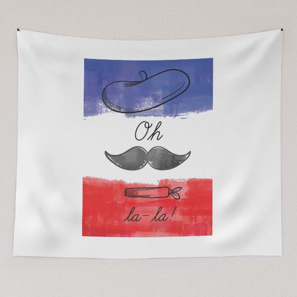 Item preview, Oh La La French Flag Beret Moustache designed and sold by TotalityDesigns.
