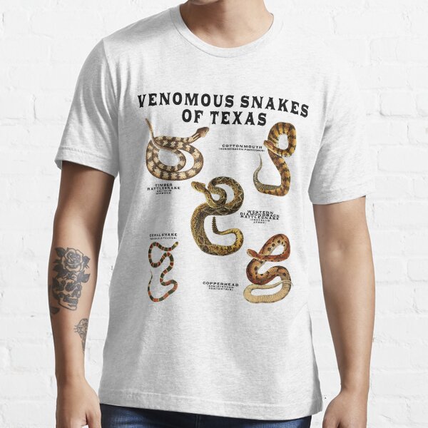 "Venomous Snakes of Texas Rattlesnake Copperhead Poisonous" Tshirt for
