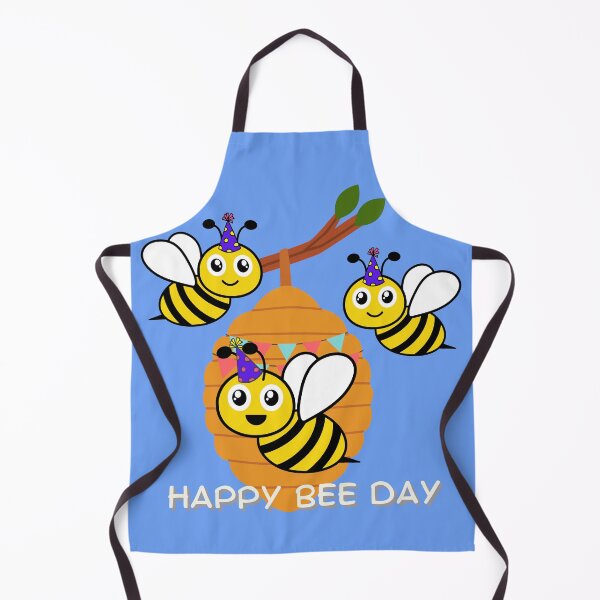 Item preview, "Happy Bee Day" Smiling honeybees in birthday hats designed and sold by Write-to-Rebel.