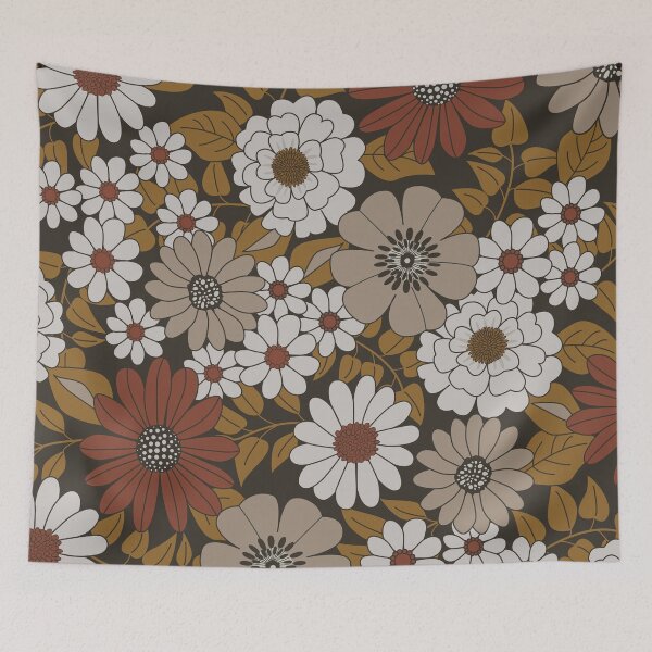 Item preview, Brown, Orange, and Ivory Retro Flower Pattern designed and sold by Eyestigmatic.