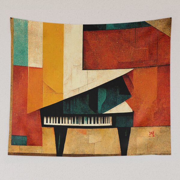Item preview, Cubism style Abstract Grand Piano Print designed and sold by ThePurpleMelon.