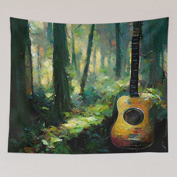 Item preview, Impressionist style Guitar in the Forest designed and sold by ThePurpleMelon.
