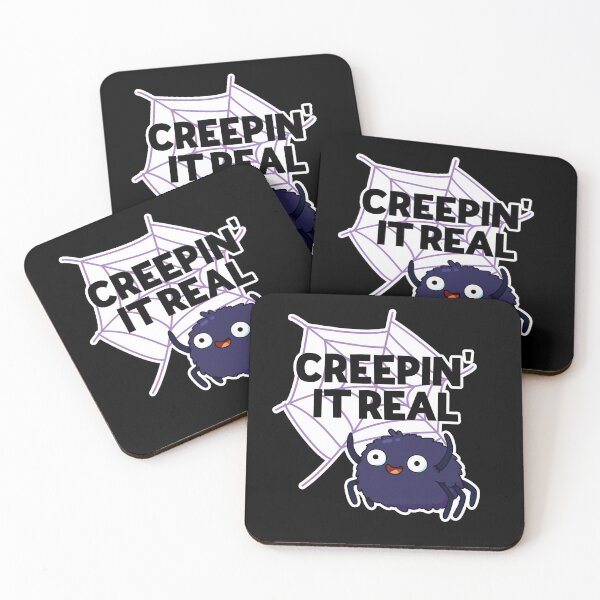 Item preview, Creeping It Real Funny Halloween Spider Puns (Dark BG) designed and sold by punnybone.
