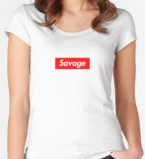 SAVAGE BOX LOGO - 21 Women's Fitted Scoop T-Shirt