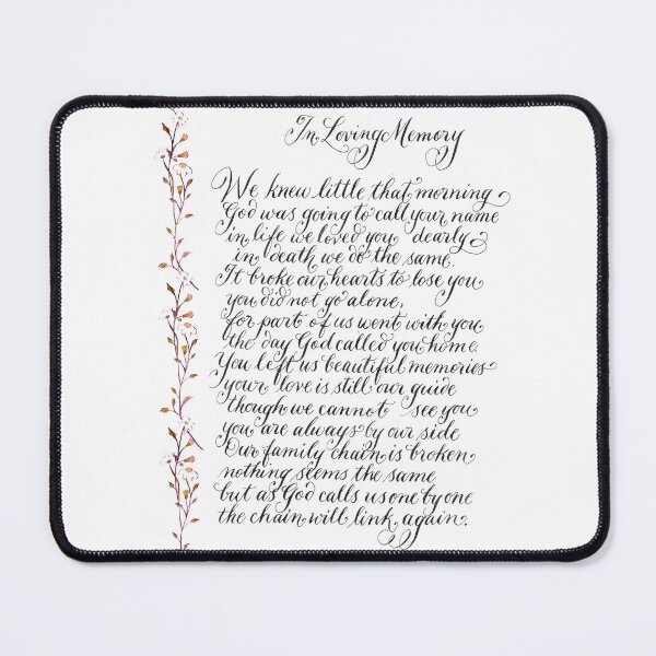 Artikelvorschau, In Loving Memory quote in calligraphy entworfen und verkauft von Melissa Renee.