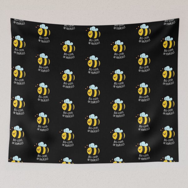 Item preview, Bee-lieve in Yourself Funny Bee Puns (Dark BG) designed and sold by punnybone.