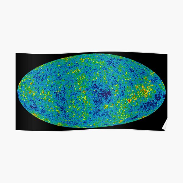 COSMIC. COSMOS. UNIVERSE, SPACE, BIG BANG. Nine Year Microwave Sky, 9 year, WMAP, image of background cosmic radiation. Poster