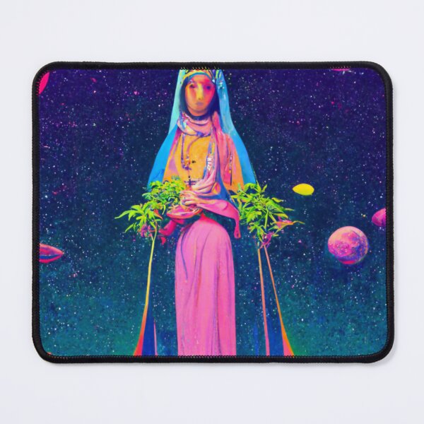 Our Lady of the Galaxy - Cosmic Burning Bush 03 - Stoner Virgin Mary in the Galaxy Mouse Pad