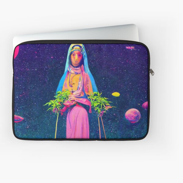 Our Lady of the Galaxy - Cosmic Burning Bush 03 - Stoner Virgin Mary in the Galaxy Laptop Sleeve