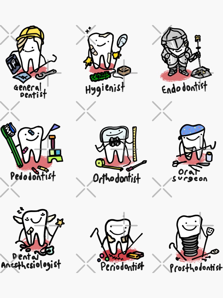 "9 Types of Dentists " Sticker for Sale by Alilcasias Redbubble